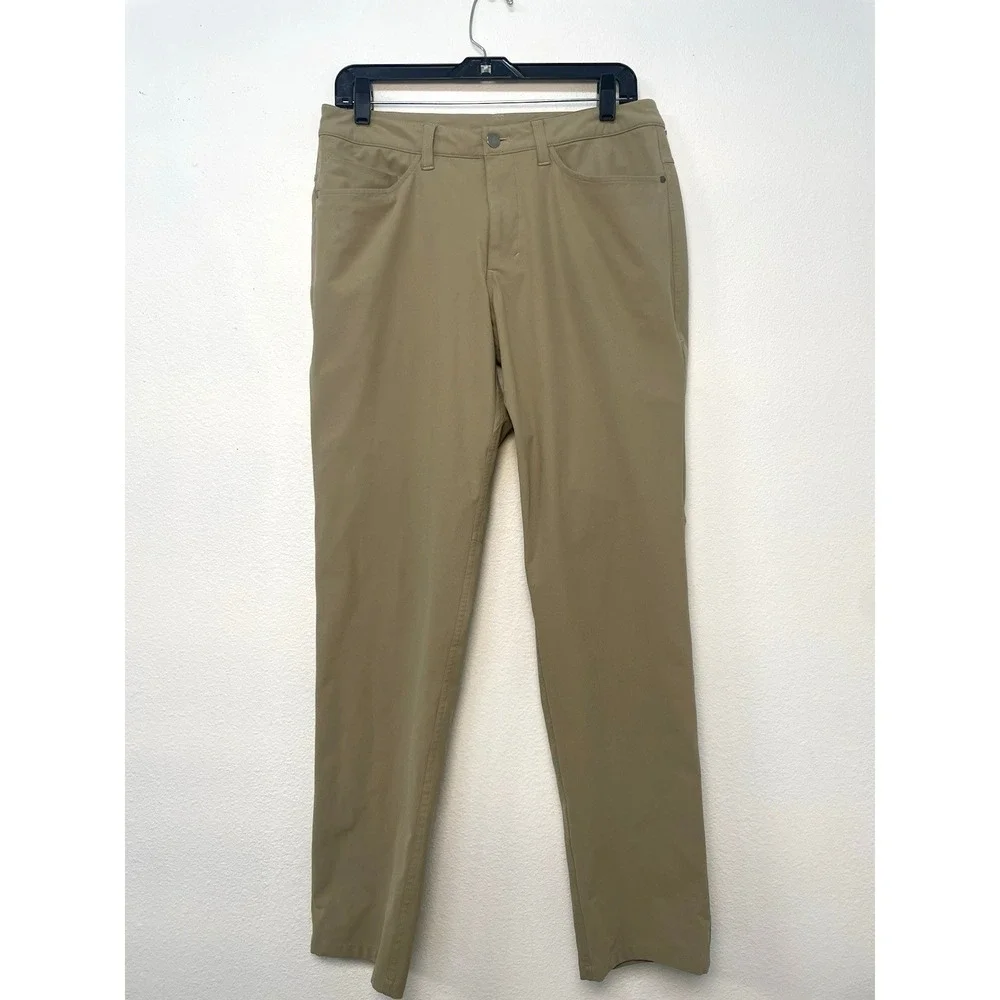 Lululemon Mens Tan Flat Front Pockets Straight Leg Chino Pants Size 31